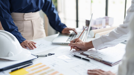 Architecture drawing on architectural project business architecture building construction...