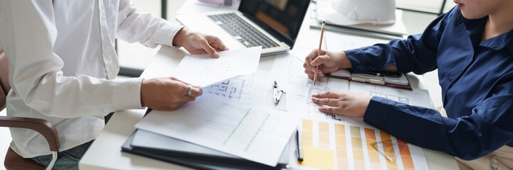 Architecture drawing on architectural project business architecture building construction...