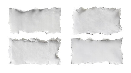 Variety of Torn White Paper Pieces with Irregular Shapes for Scrapbooking, Collages, and Creative Crafts