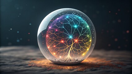 Abstract glowing digital brain and neural network connection for advanced machine learning and cognitive data concept.