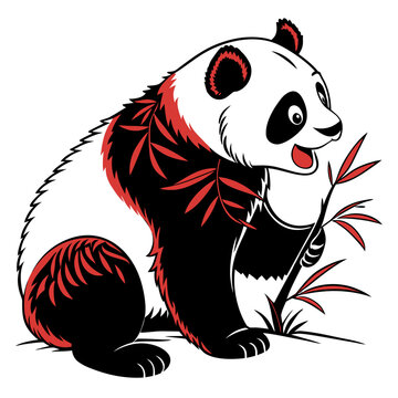 White back ground a black and red colour baby panda.