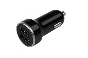 Black dual port usb car charger adapter