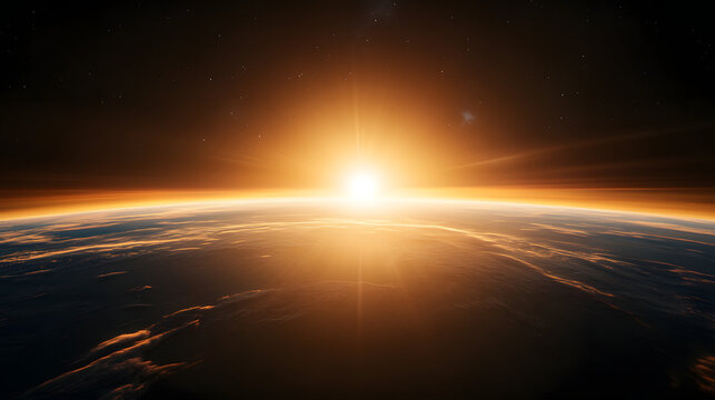 Breathtaking sunrise over Earth, showcasing vibrant colors and serene atmosphere
