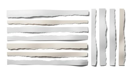 White wooden planks and strips isolated.