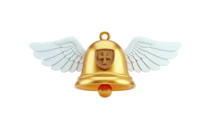 Golden Bell with Wings and Cross Shield