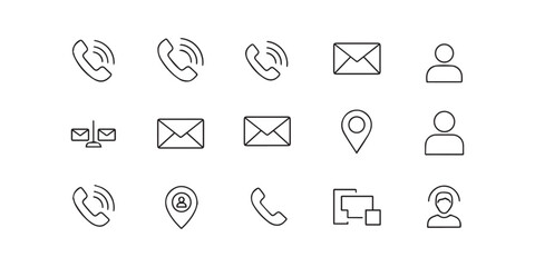 Set of 3D web and internet icons featuring mail envelope buttons and communication symbols for business contact and email message design