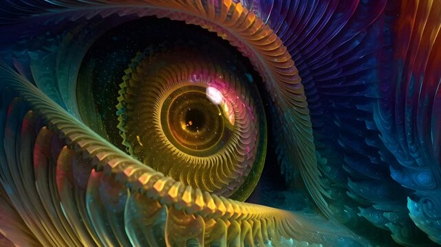 Colorful abstract fractal spiral with vibrant swirling patterns