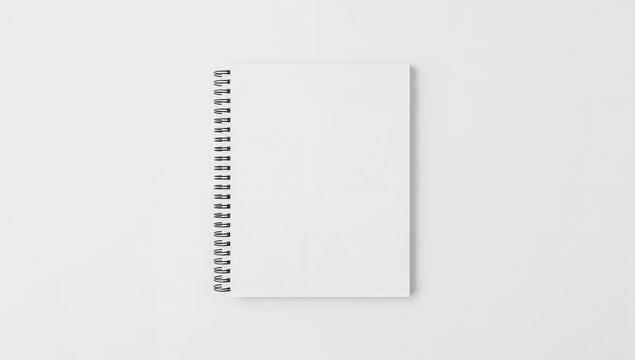 a blank notebook with spiral binding, perfect for jotting down notes and ideas. The spiral binding is visible on the left side of the notebook, adding a functional design element