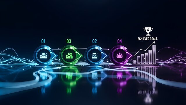 Abstract business process infographic - Powered by Adobe