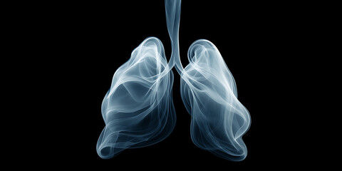 illustration of human lungs formed from swirling white smoke.