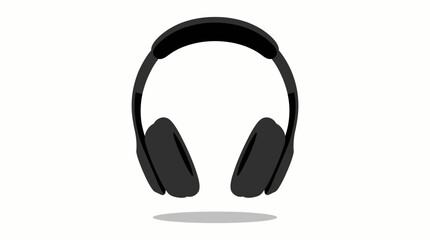 Black Over-Ear Headphones Vector Illustration with Cushioned Headband and Floating Shadow for Music, Audio Gear, and Minimalist Graphic Design Use