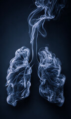 illustration of human lungs formed from swirling white smoke.