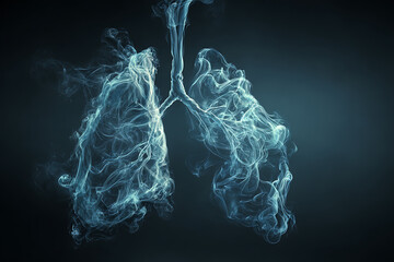 illustration of human lungs formed from swirling white smoke.