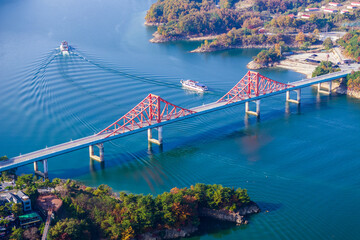 충북 옥순대교와 충주호의 가을 풍경