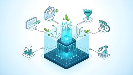 Artificial intelligence network diagram illustration