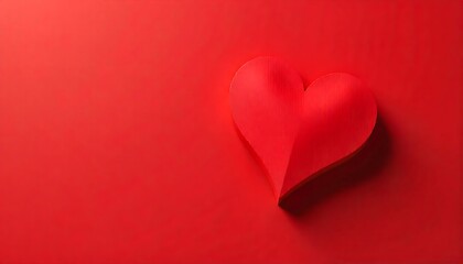 A beautifully simple red paper heart expressing love and passion on a vibrant crimson background