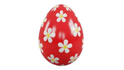 Red easter egg with white flowers