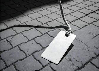 Floating Blank Tag With Rope Minimal Product Mockup