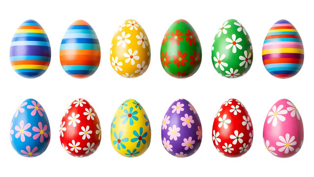 Vibrant easter eggs with diverse patterns and colors - Powered by Adobe