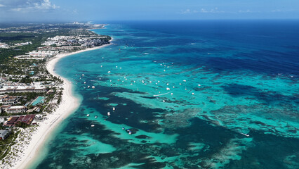 Punta Cana Skyline At Punta Cana In La Altagracia Dominican Republic. Caribbean Skyline. Beach...