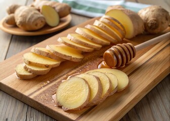 Ginger Slices And Honey Dipper Cozy Natural Food Styling