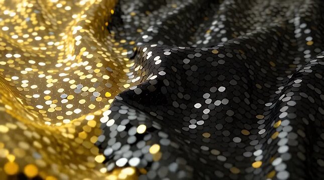 Abstract Reversible Sequin Fabric Texture Flip Animation Video.