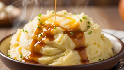 Mashed potatoes with gravy