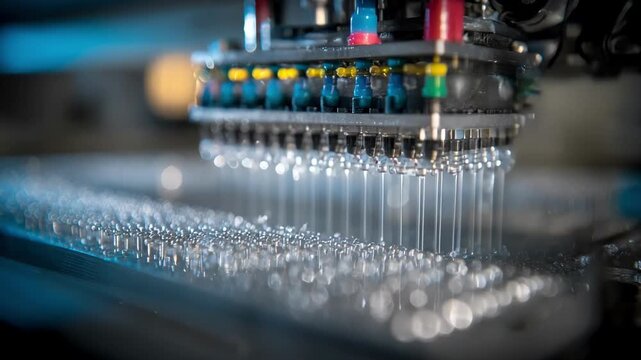 Closeup of advanced micro droplet print head delivering ultrafine ink particles for exceptional detail and clarity in digital printing