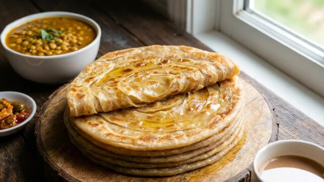 indian paratha multi layered flatbread food video