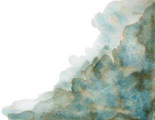 Watercolor green and yellow hand drawn border spot, monochrome element for wedding design