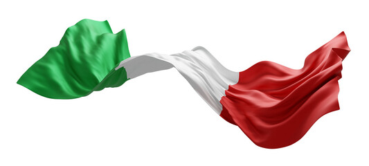 Plakat Italian flag isolated on transparent background 3D render Italy banner design