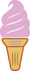 Pink swirl soft serve ice cream cone illustration, a delightful summer treat