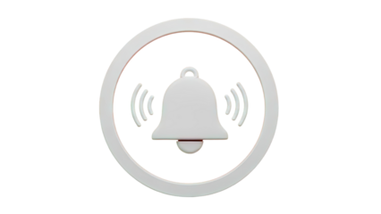 3D Notification Bell Icon on transparent background
