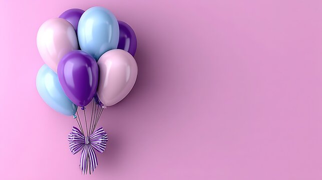 Virtual party background: pastel balloons drift in dreamy pink, 4K noise-free for Zoom/Teams or streaming overlay