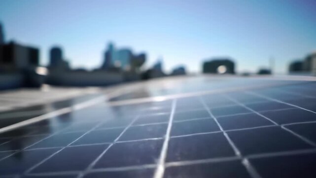 Solar Panel Array on Rooftop Generating Clean Energy.