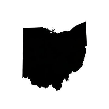 Ohio State Outline Silhouette Black and White Image.