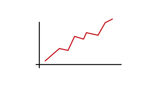 Animated line chart icon on 4K green screen background.Animated business graph chart icon with a decreasing trend on a black background
