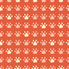 Hand drawn drawn dog paw silhouette seamless pattern. Abstract background with hand drawn doodle shapes.