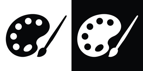 Painter palette vector, paint brush icon, Artistic paint palette and brush