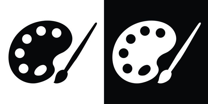 Painter palette vector, paint brush icon, Artistic paint palette and brush