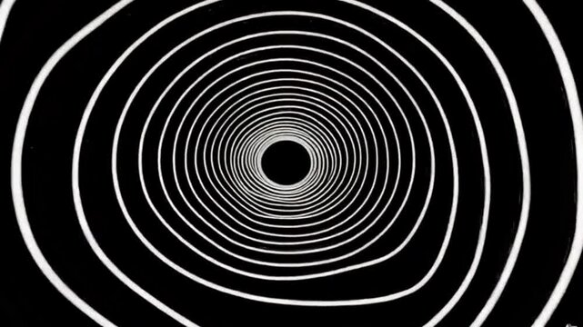 Infinite Black-and-White Tunnel of Slowly Moving Circles, Seamless Loop Animation