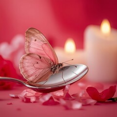 Rosebutterfly on a red background