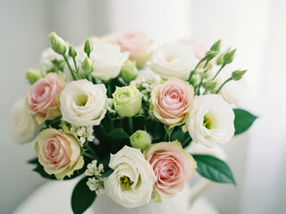 Obraz premium Delicate Bouquet of Pink and White Roses