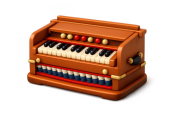 Cartoon harmonium icon design for music apps and educational materials