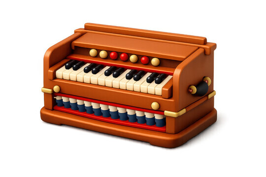 Cartoon harmonium icon design for music apps and educational materials