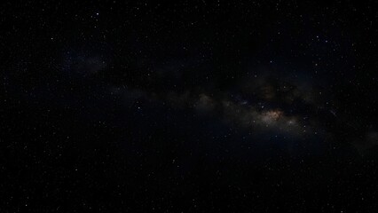 Fototapeta premium A serene night sky with stars and the Milky Way visible through the clouds, captured in a photograph from a low angle viewpoint.