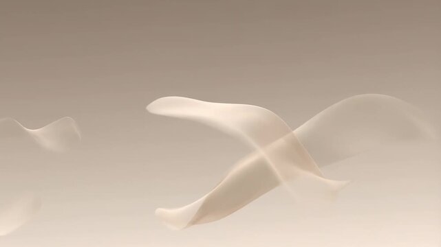 Elegant flowing ribbon dance in soft motion captures grace and movement