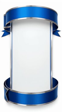 Elegant blue ribbon banners with silver trim for creative design projects and marketing