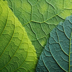 Close up of vibrant green and blue leaf veins showcases intricate patterns and textures, highlighting nature complexity and beauty. abstract design evokes sense of wonder