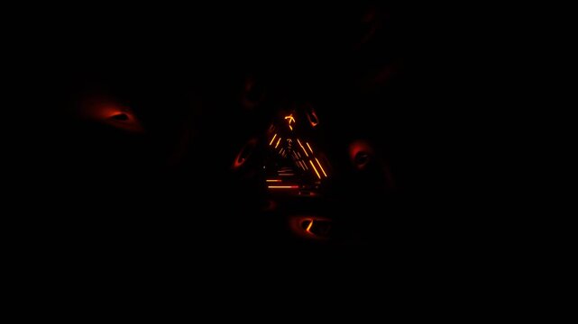 Orange Mystical Corridor with Abstract Neon Pattern Background VJ Loop in 4K - Powered by Adobe